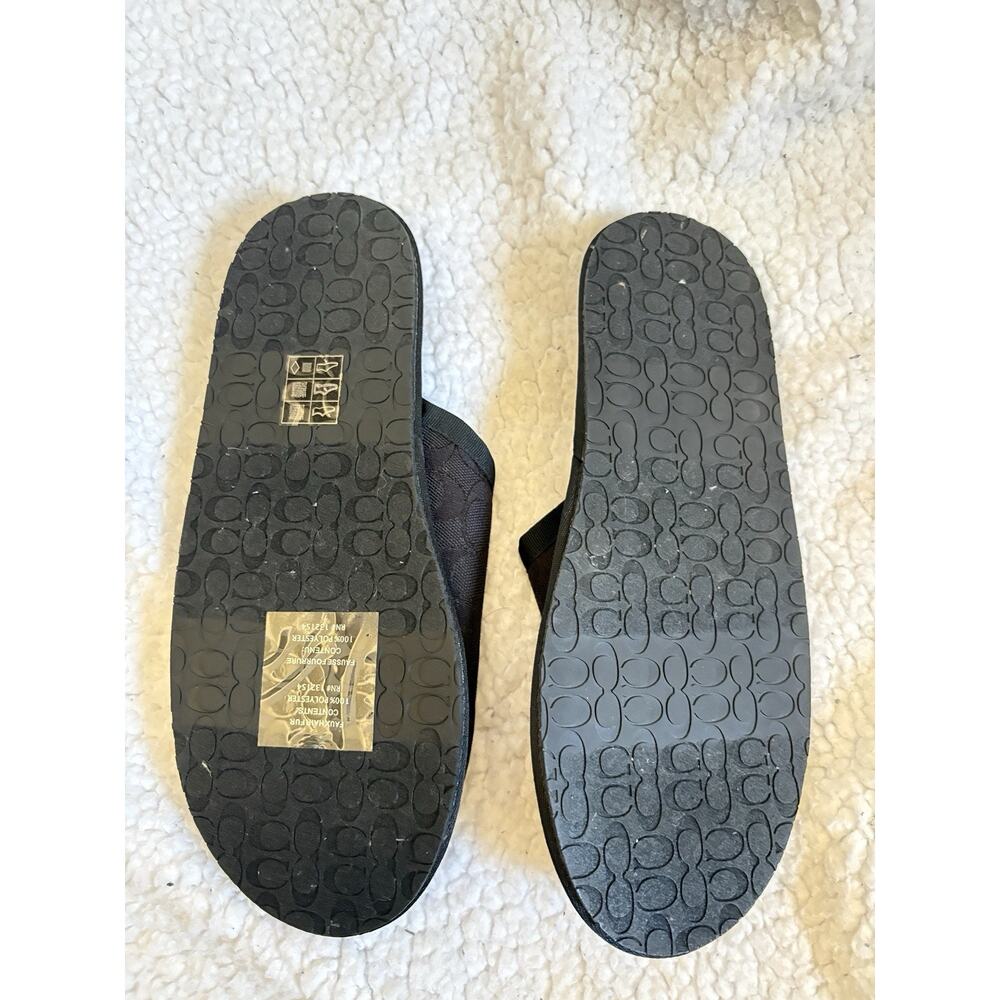 Coach Men’s 9D black jacquard signature print slippers NEW - Picture 3 of 6